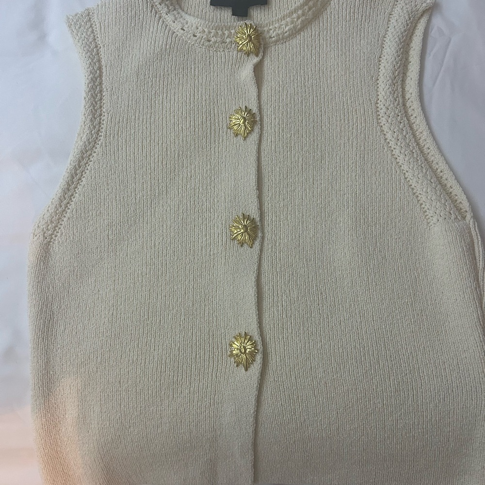 Classy Zara Chic Cream Sleeveless Cardigan with Gold Buttons New - Picture 5 of 5